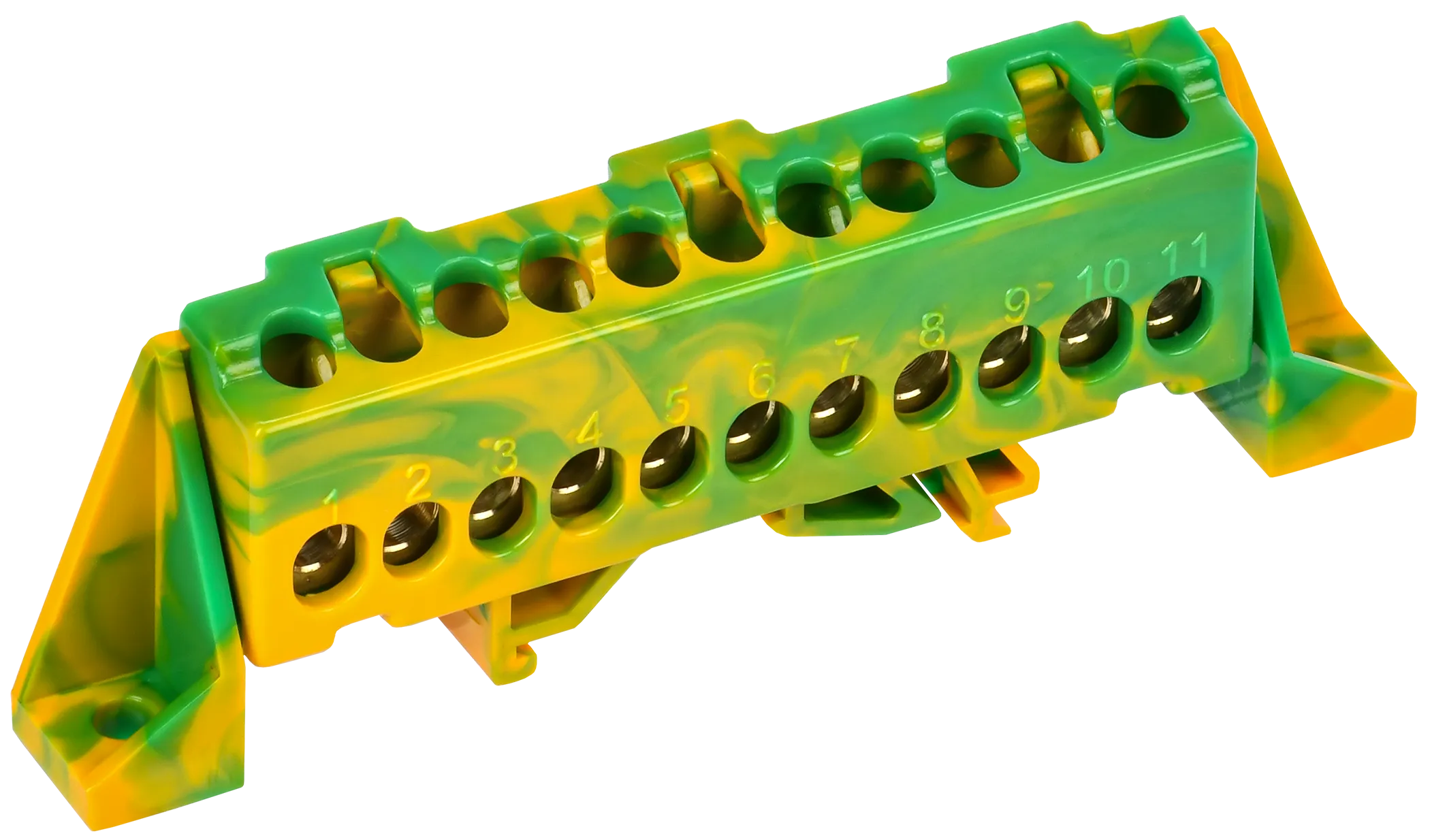 TEKFOR Шина PE "земля" в комбинированном DIN-изоляторе "Стойка" 6х9-11-ЖЗ IEK