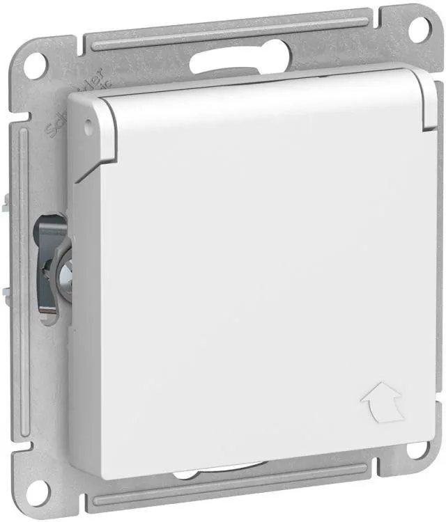 Розетка 1-м СП AtlasDesign 16А IP20 с заземл. защ. шторки с крышкой механизм бел. SE ATN000146