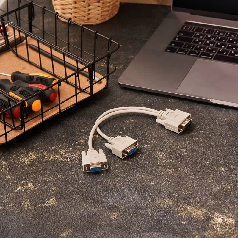 Переходник штекер VGA - 2 гнезда VGA, провод REXANT - Фото 2