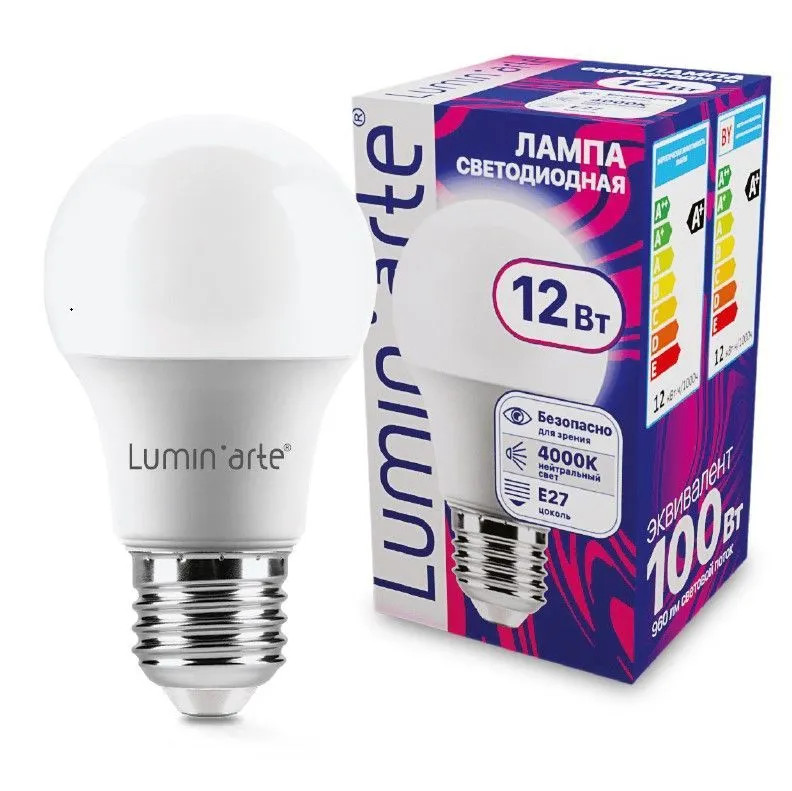 Светодиодная лампа Luminarte LSTD-A60-12W4KE27 12Вт 4000K E27 LSTD-A60-12W4KE27