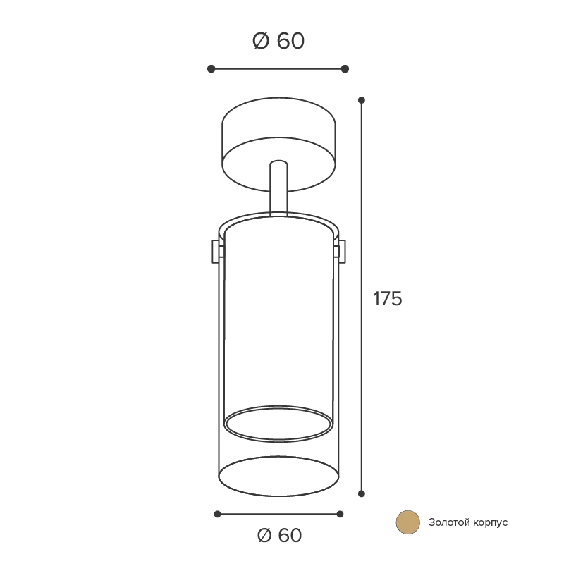 Накладной светильник WOLTA WSL-GU10/S07G IP20 под лампу GU10 Золото ORO D60x175 1/50 - Фото 2