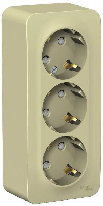 Розетка 3-м ОП Blanca 16А IP20 250В с заземл. защ. шторки с изолир. пластиной беж. SE BLNRA011317