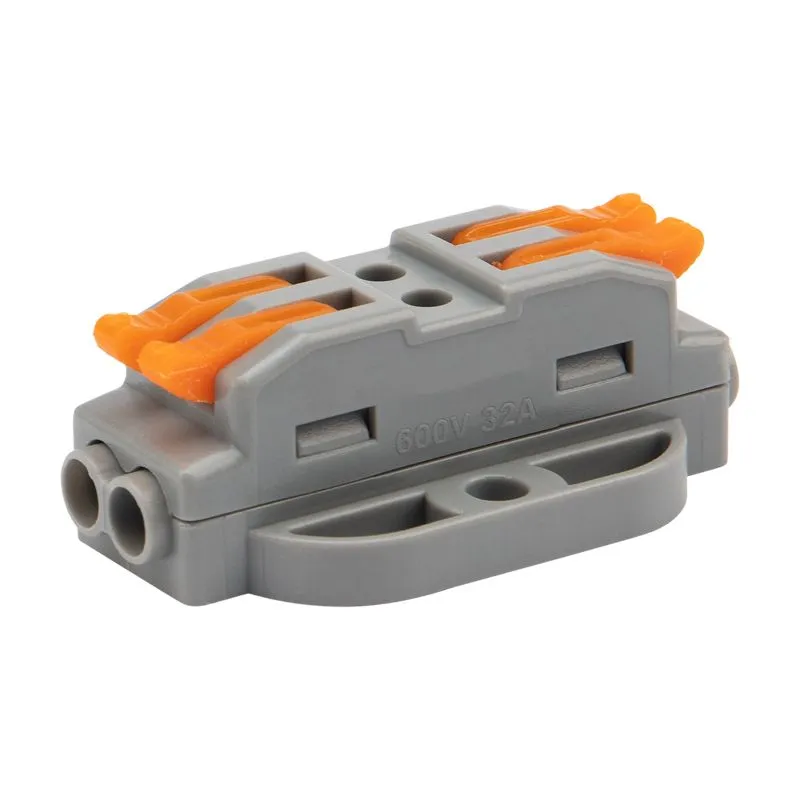 Клемма СМК 222-422P проходная 2 полюса, с монтажной площадкой (0,08-4 мм²), серая (50 шт./уп.) REXANT