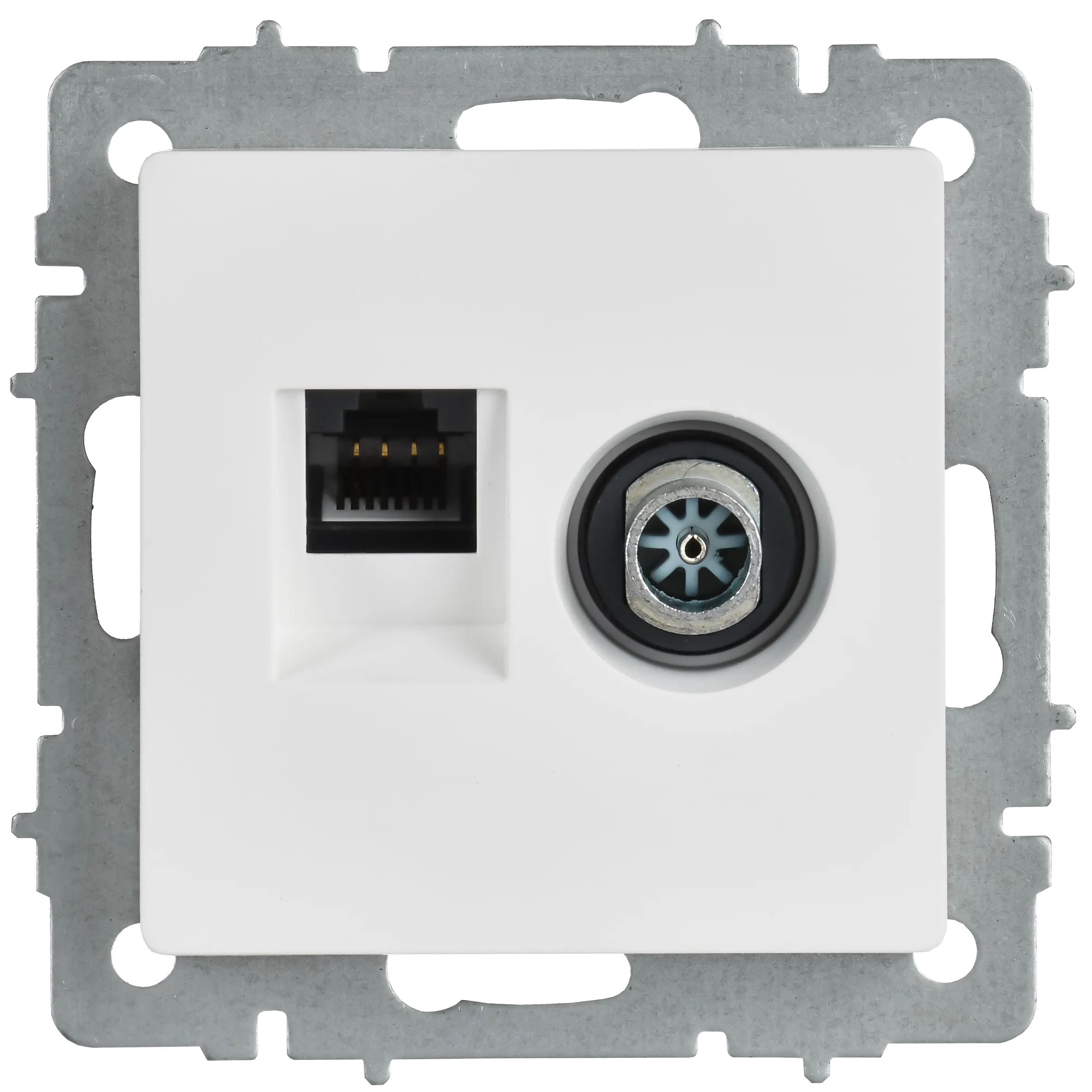 BRITE Розетка двойная TV+RJ45 кат.5E РТВ/РК12-БрАБ арктический белый IEK - Фото 6