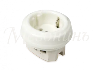 Розетка ретро фарфоровая, двухполюсная, с заземл контактом  (D70x20,16А, 250В, IP20, без подъем GE70301-01k