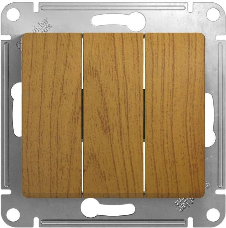 Выключатель 3-кл. СП Glossa 10А IP20 (сх. 1+1+1) 10AX механизм дерево дуб SE GSL000531