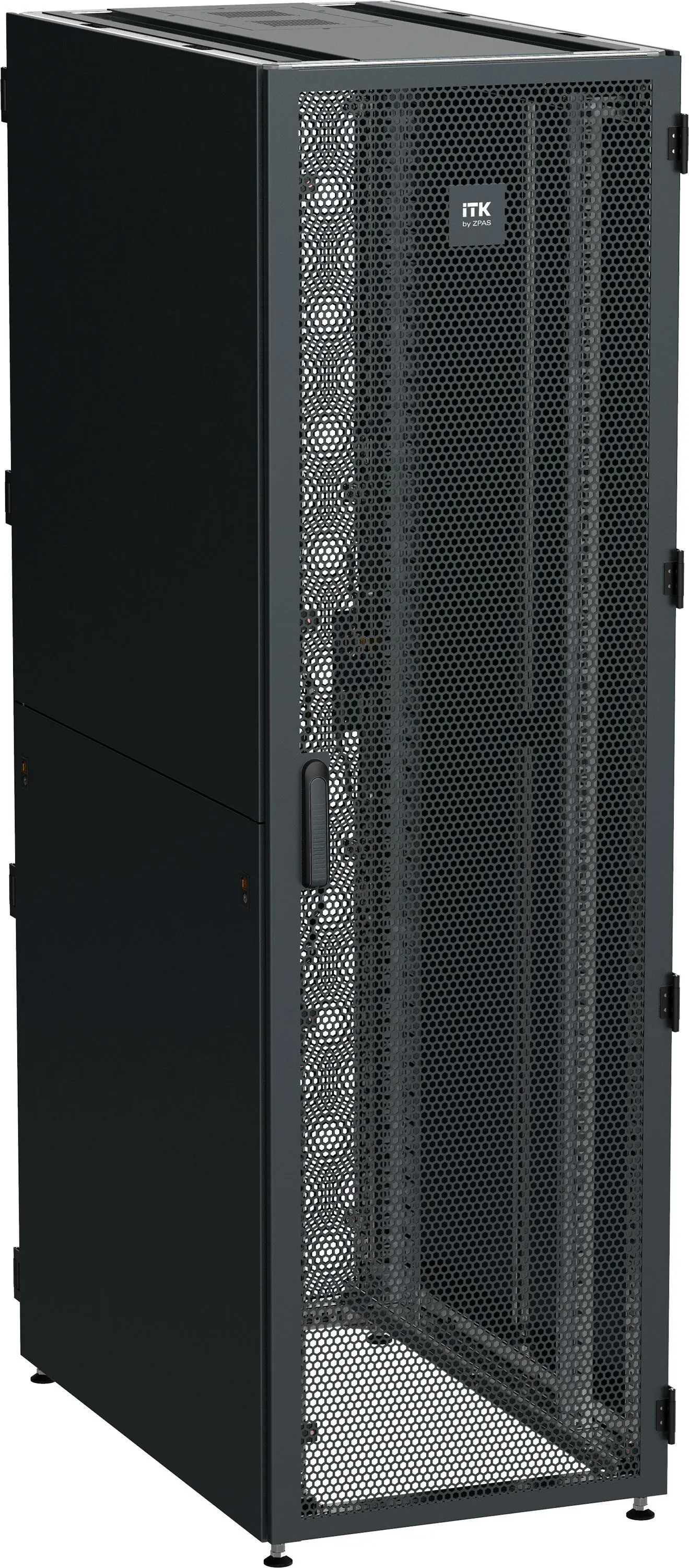 ITK by ZPAS Шкаф серверный 19" 42U 600х1200мм одностворчатые перфорированные двери черный РФ для телекоммуникационных систем