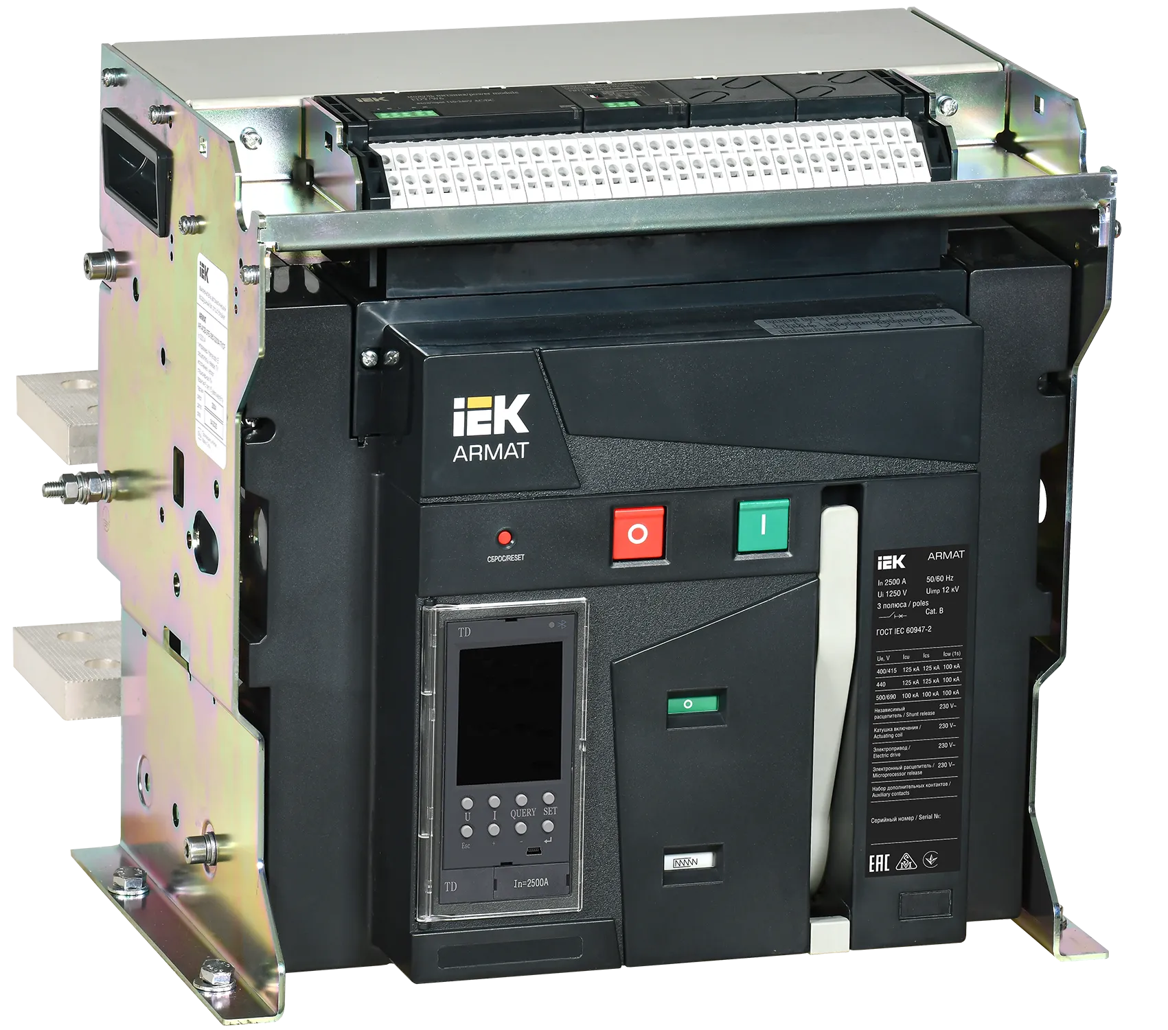 ARMAT AR-A4V TD25 3P F HR Выключатель автоматический воздушный 125кА расцепитель TD 2500А 3P стационарный с аксессуарами ~220-240В: реле отключения, р