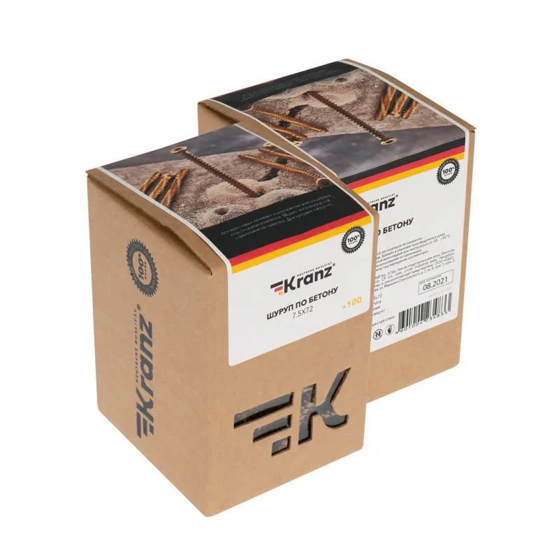 Шуруп по бетону 7,5х72мм, короб (100 шт/уп) KRANZ - Фото 2