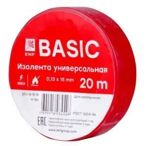 Изолента 0,13х15мм (20м.) красная EKF plc-iz-b-r