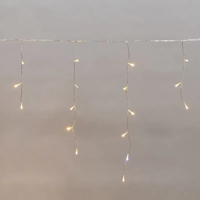 Гирлянда светодиодная Айсикл (бахрома) 25х0,6м, c эффектом мерцания, прозрачный провод, IP44, 230В, диоды ТЕПЛЫЕ БЕЛЫЕ, 588LED NEON-NIGHT