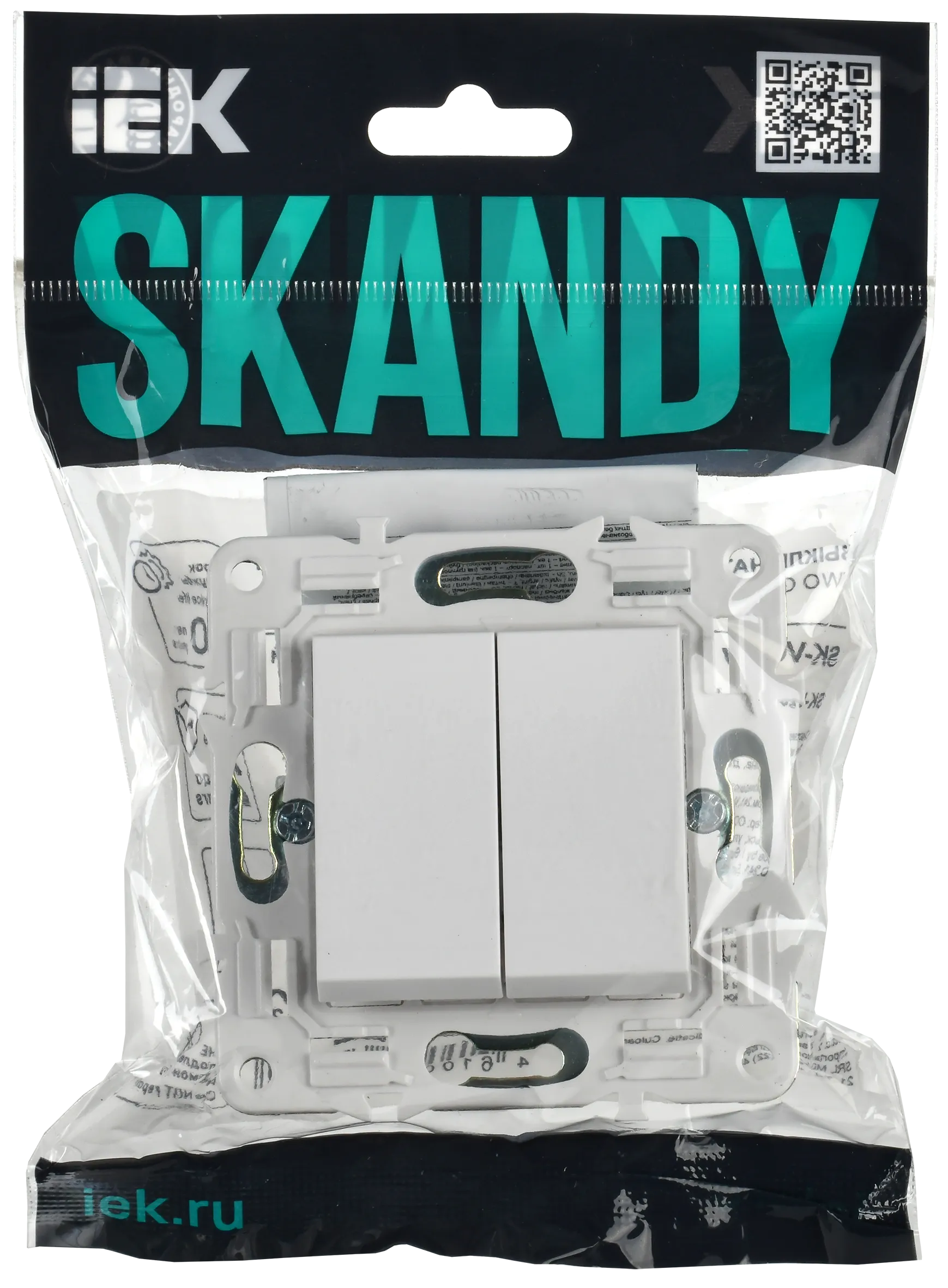 SKANDY Выключатель 2-клавишный проходной 10А SK-V05W арктический белый IEK - Фото 2