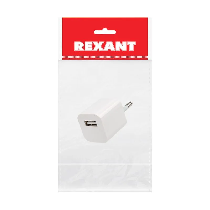 Сетевое зарядное устройство «Квадрат» USB (СЗУ) (1000 mA) белое REXANT - Фото 3