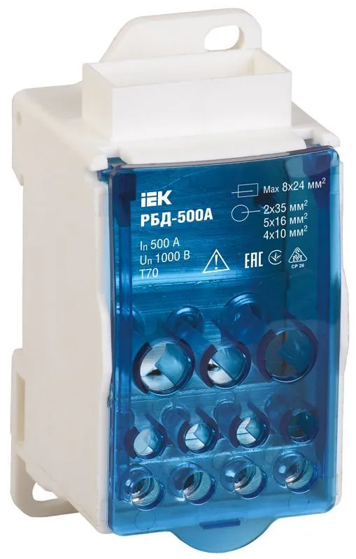 Блок распределительный КБР (РБД-500), 500А, 12 присоединений DEKRON AN0808-0006