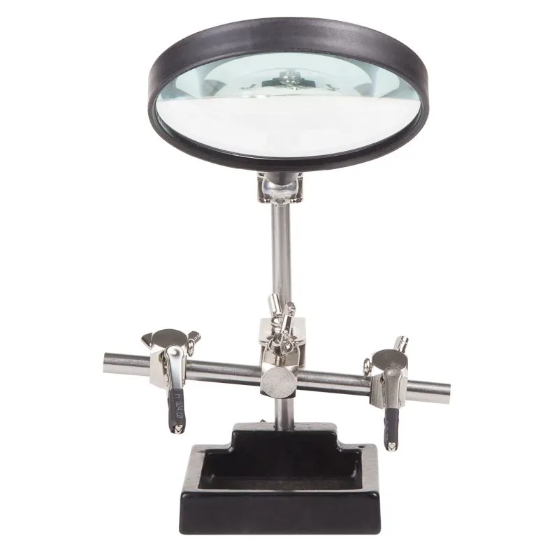 Держатель Третья рука, 2 зажима, лупа 90мм (3х), чугун REXANT - Фото 4