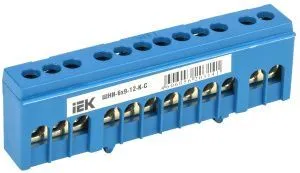 Шина N "ноль" в корпусном изоляторе на DIN-рейку ШНИ-6х9-12-К-С IEK YNN10-69-12KD-K07