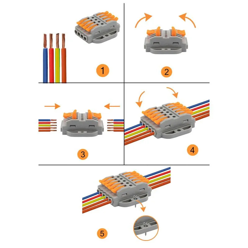 Клемма СМК 222-425P проходная 5 полюсов, с монтажной площадкой (0,08-4 мм²), серая (блистер 4 шт./уп.) REXANT - Фото 4