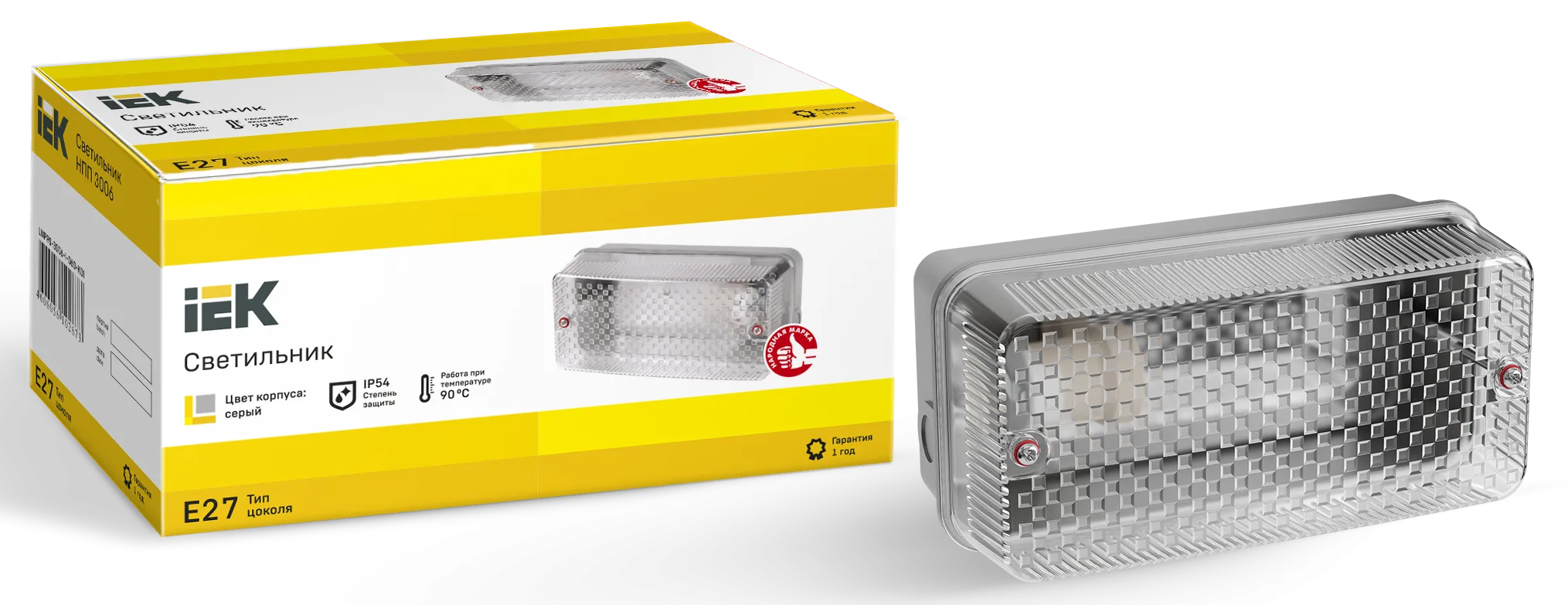 Светильник НПП3006 60Вт IP54 серый IEK - Фото 3