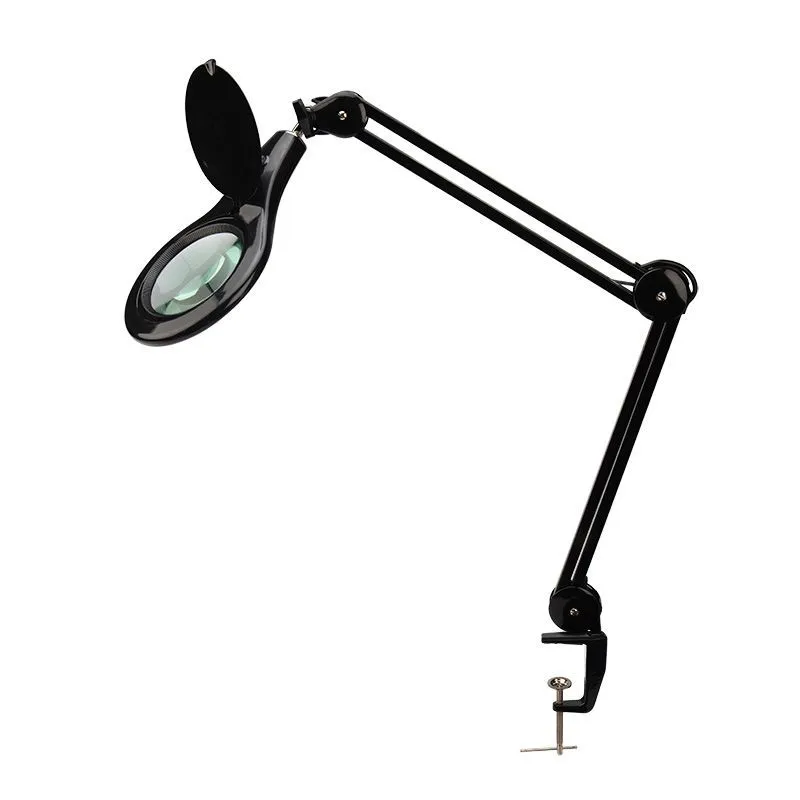 Лупа на струбцине круглая 5D с подсветкой 56 SMD LED, ø127мм, черная REXANT 31-0406