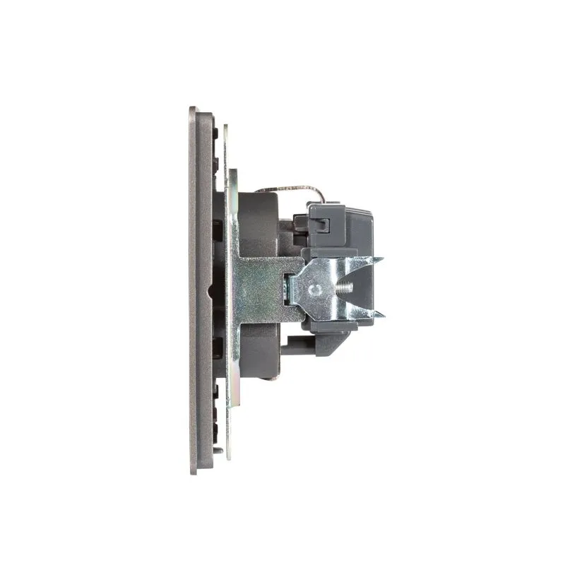 Розетка ROUND 1-ая с/з с/у, со шторками 16А титан KRANZ - Фото 2