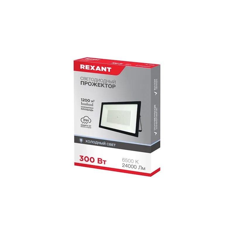 Прожектор светодиодный СДО 300Вт 24000Лм 6500К холодный свет, черный корпус REXANT - Фото 3