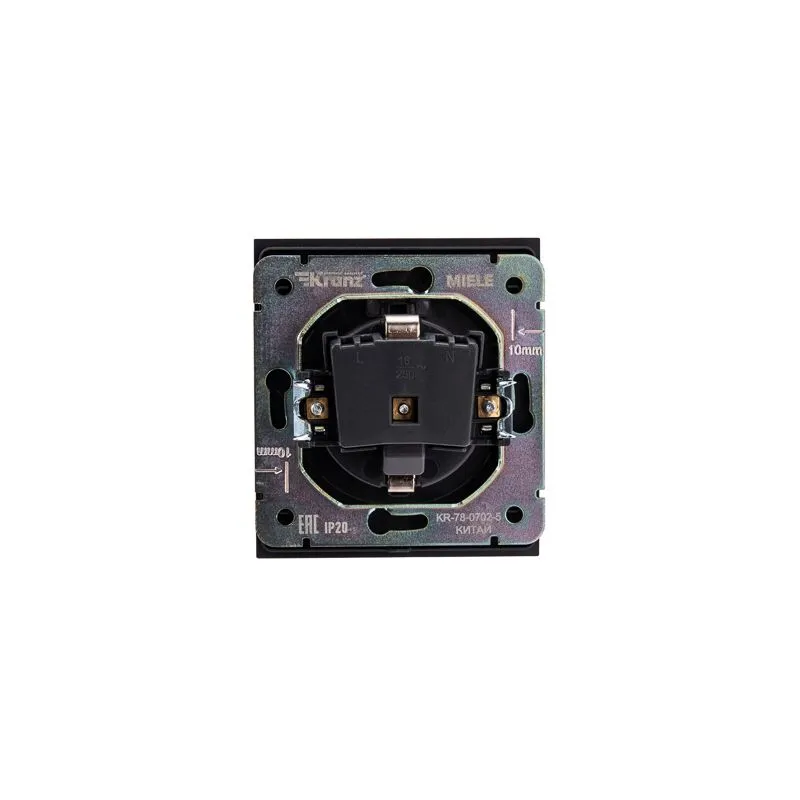 Розетка STRONG 1-ая с/з с/у, со шторками и крышкой 16А антрацит KRANZ - Фото 4