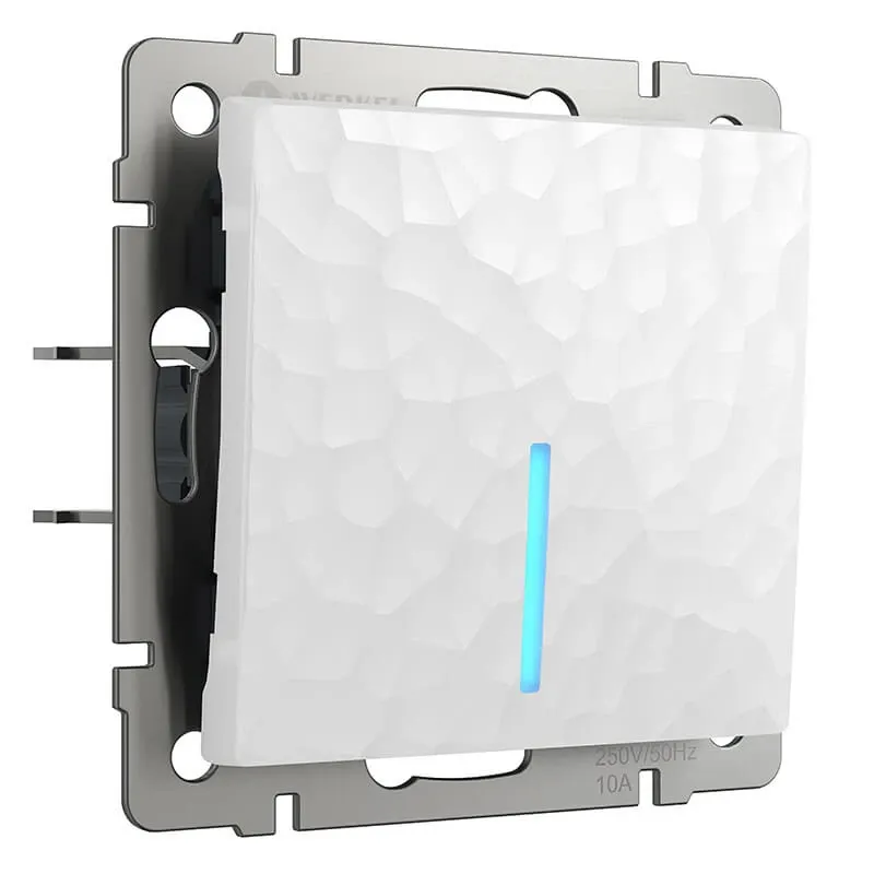 Выключатель одноклавишный с подсветкой (hammer белый) Werkel