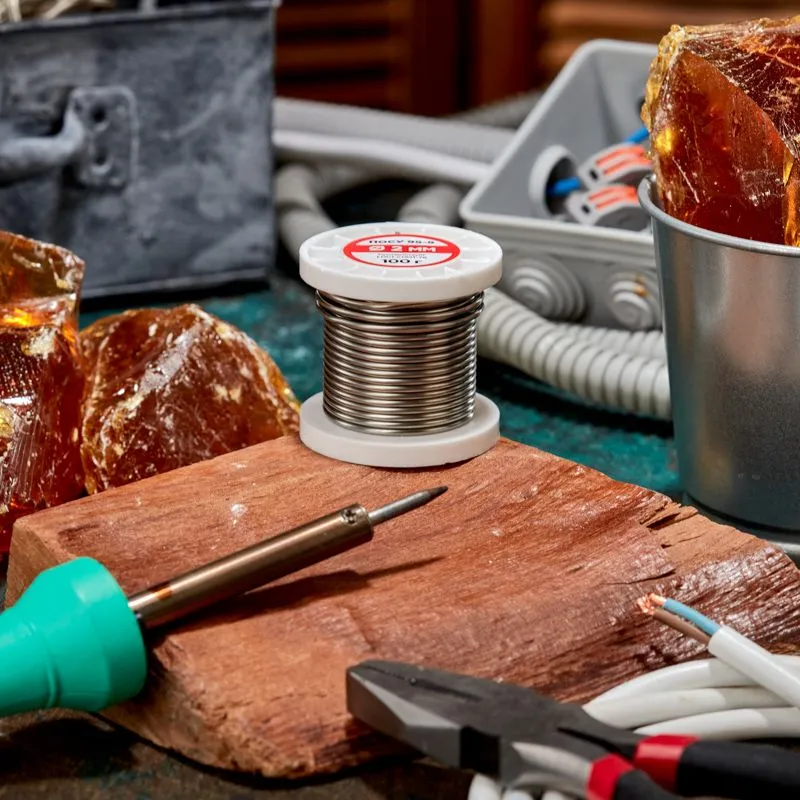 Припой ПОСу 95-5, 100г, Ø2мм, (олово 95%, сурьма 5%), бессвинцовый, ГОСТ 21931-76, катушка REXANT - Фото 2