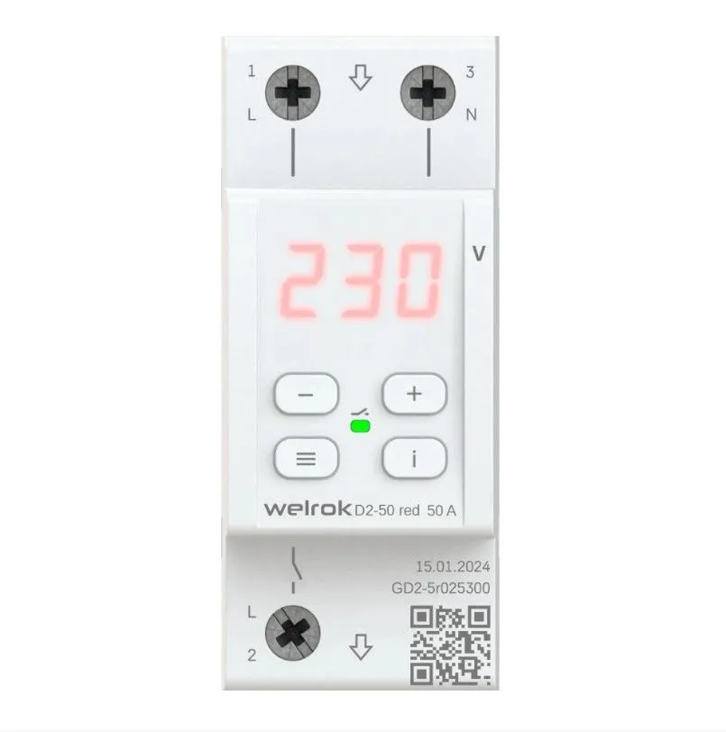 Реле напряжения Welrok D2-50 red