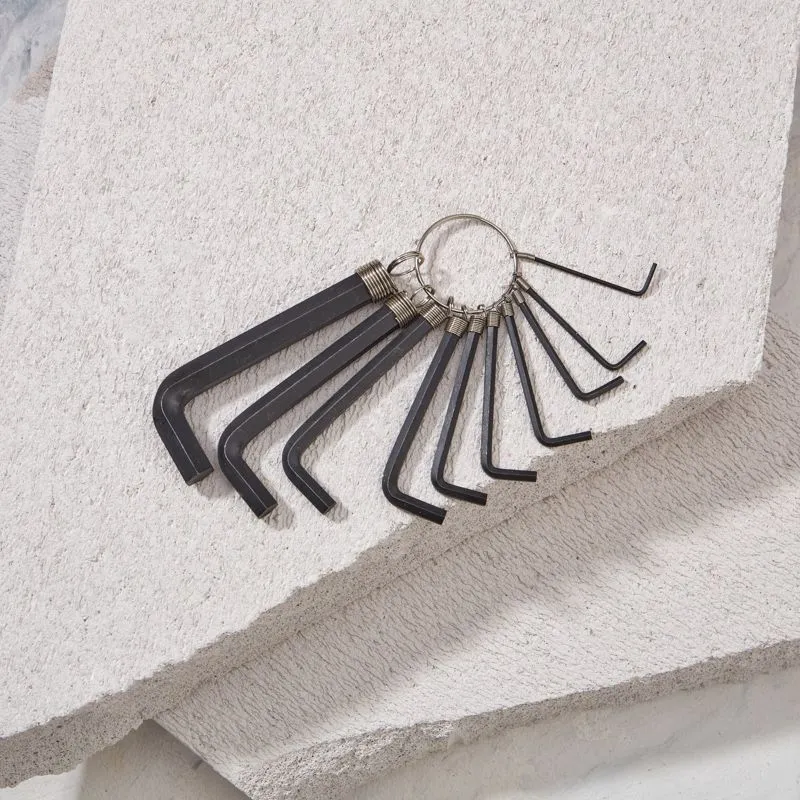 Набор ключей имбусовых HEX KRANZ 1,5-10 мм, CrV, 10 шт., оксидированные, на кольце - Фото 2