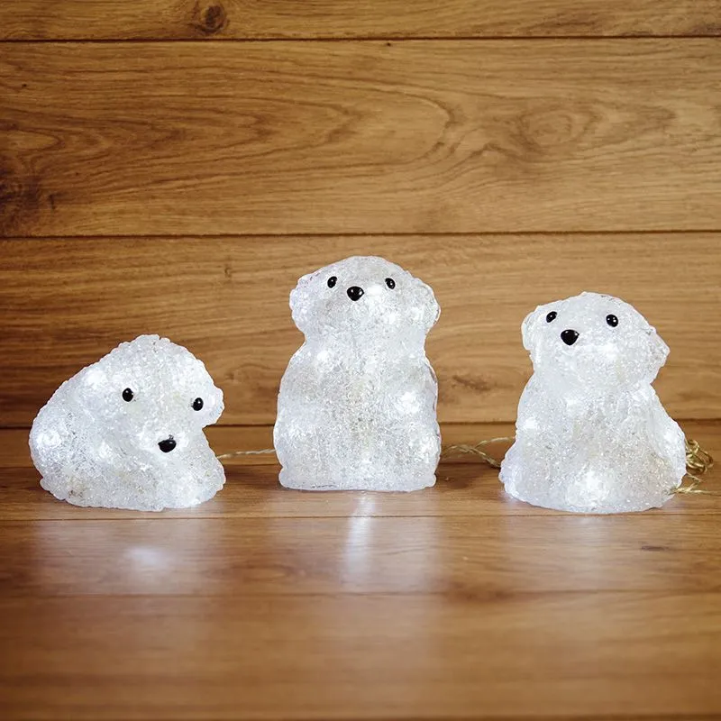 Акриловая светодиодная фигура "Медвежата" 3 шт, 20 см, 60 светодиодов, IP 20, понижающий трансформат