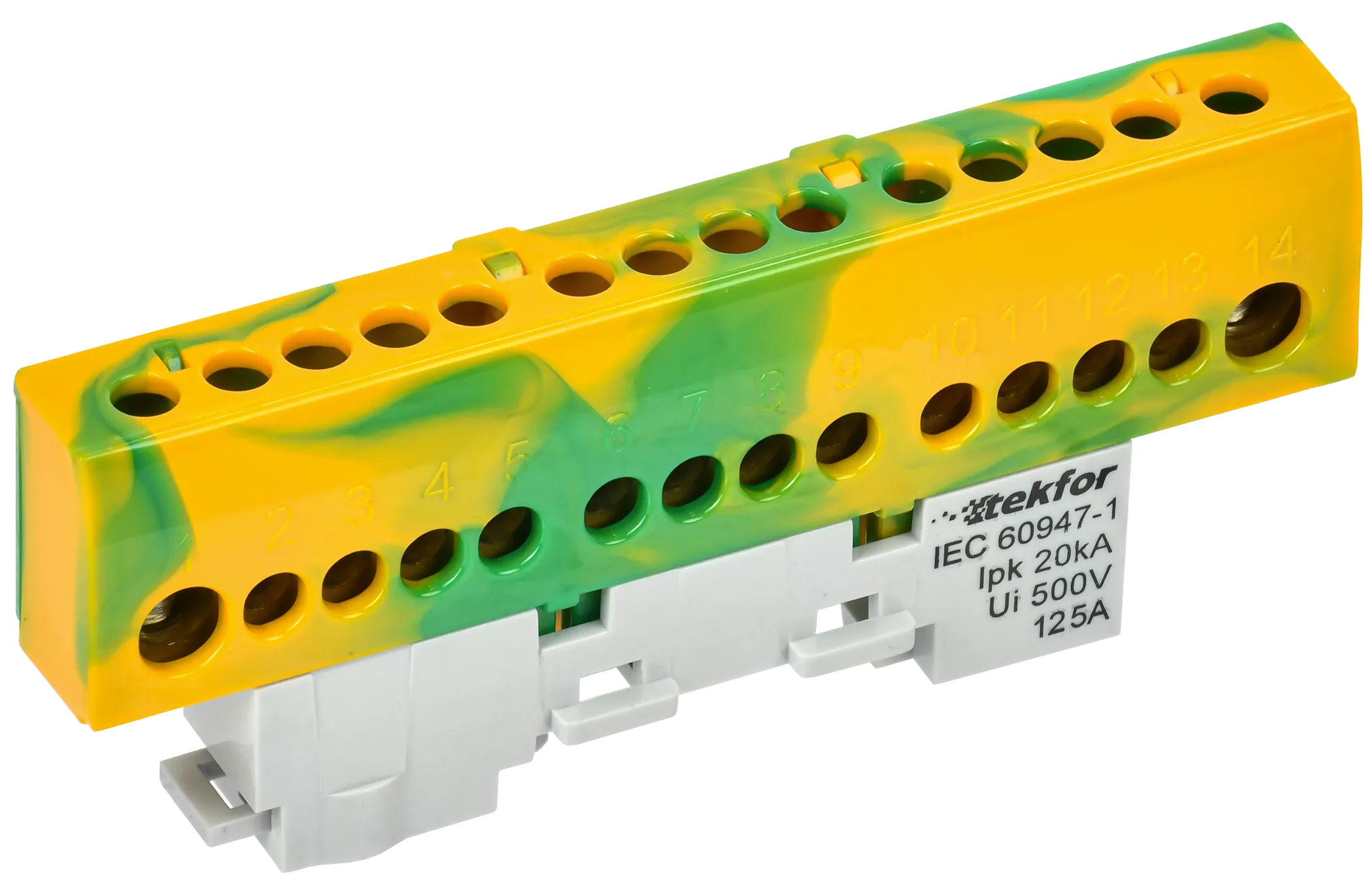 TEKFOR Шина PE "земля" изолированная на универсальном держателе 8х12-14-ЖЗ IEK