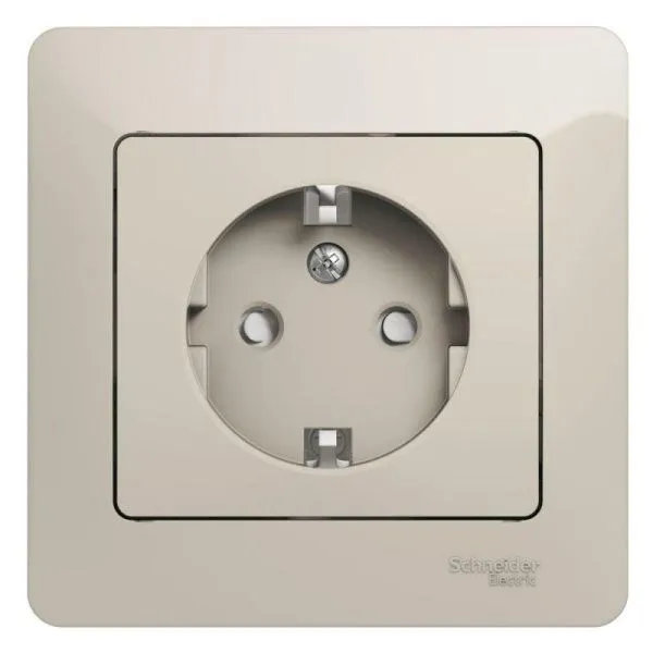 Розетка 1-м СП Glossa 16А IP20 250В с заземл. защ. шторки в сборе молоч. SE GSL000944