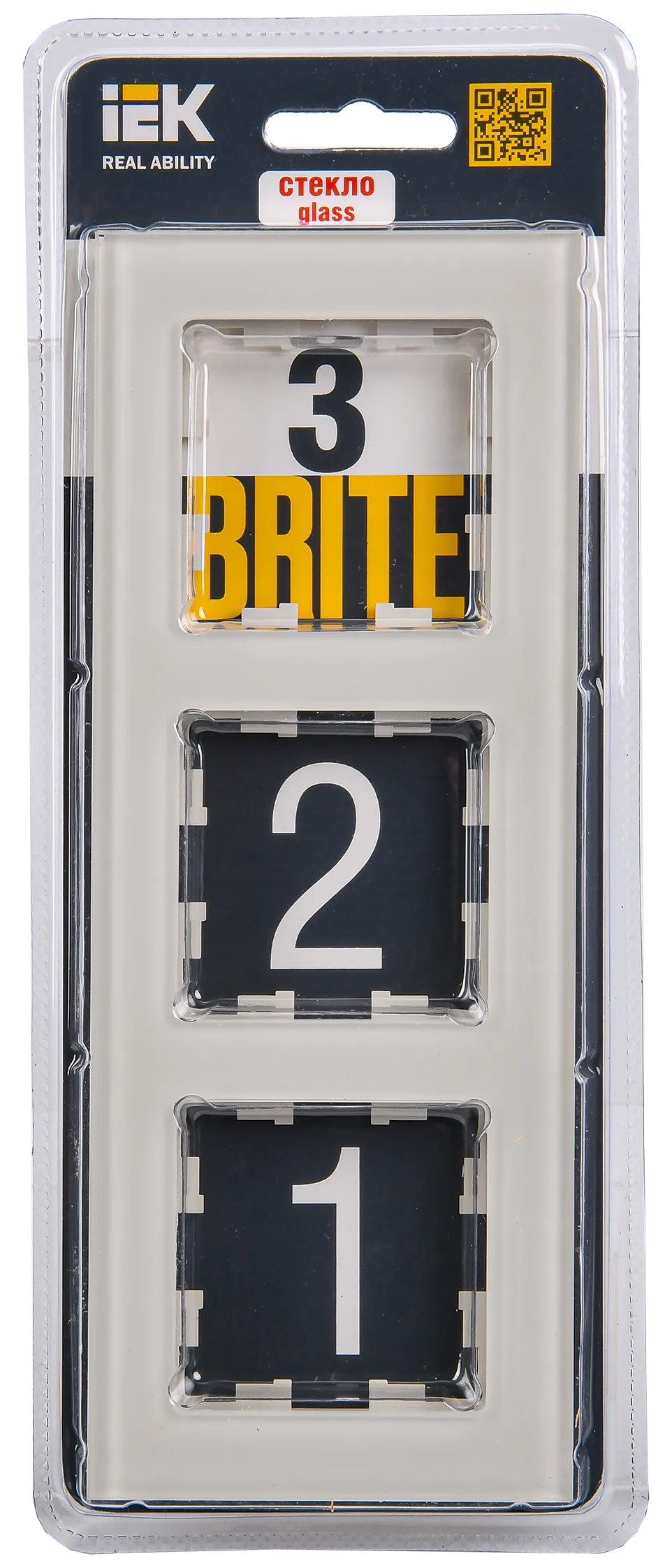 BRITE Рамка 3 -местная РУ-3-2-БрВа стекло ванильный IEK - Фото 2