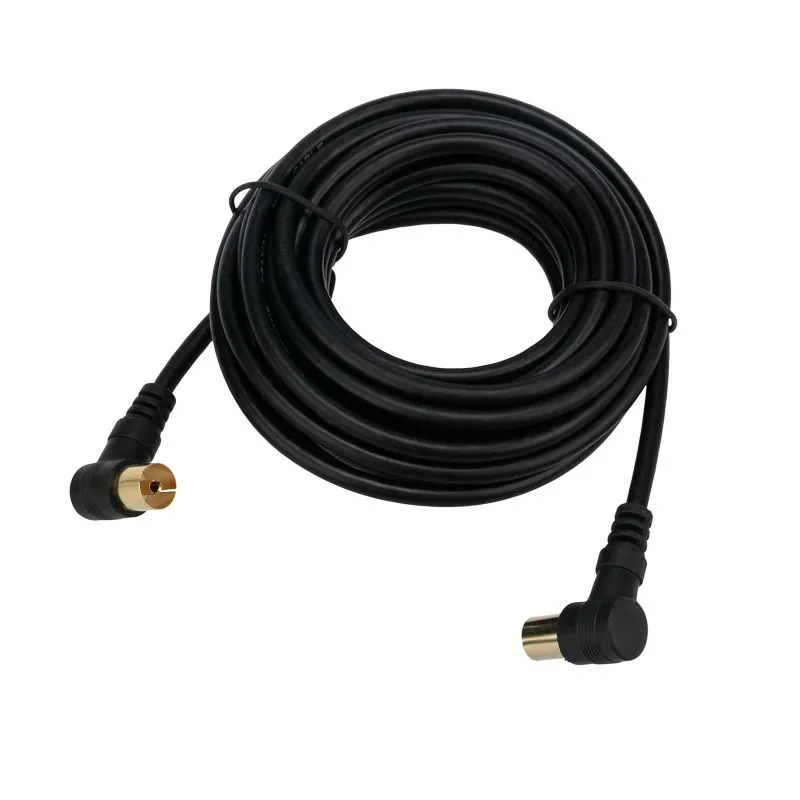 Шнур ТВ гнездо - ТВ штекер, угловой, 5м, черный REXANT - Фото 2