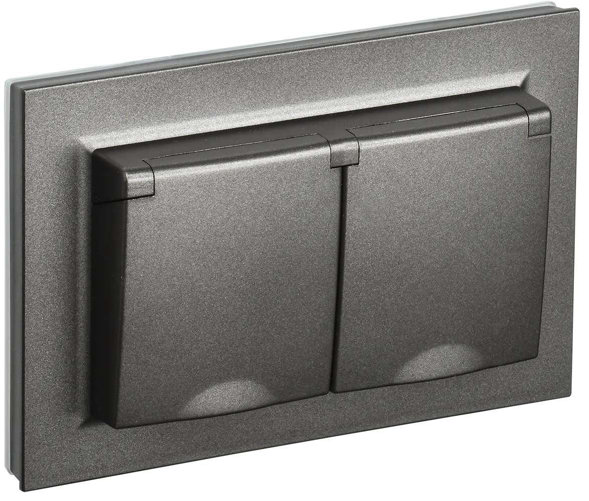 BRITE Розетка 2-местная с заземлением с защитными шторками и крышкой 16А в сборе IP44 РСбш12-3-44-БрТБ темная бронза IEK