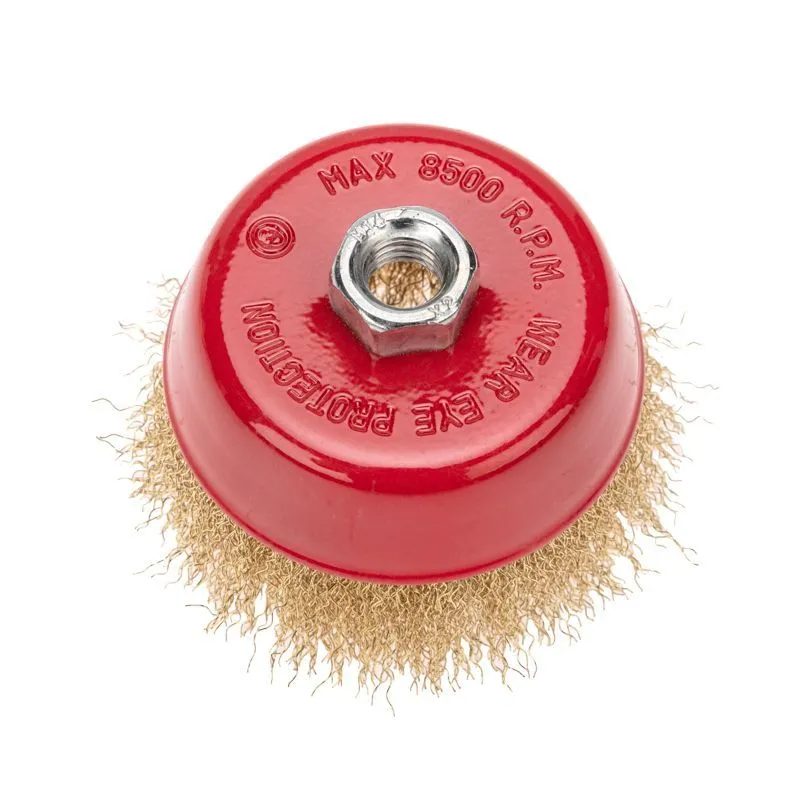 Щетка чашечная для УШМ, витая латунированная проволока, 100мм, М14 KRANZ KR-91-1209