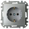 Розетка штепсельная с заземляющим контактом скрытой установки РС16-525 серебро 6016BY