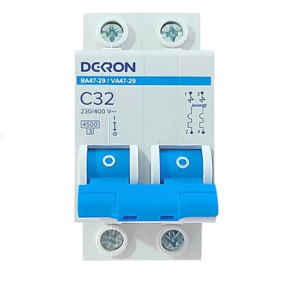 Автоматический выключатель ВА47-29 2P С32A 4,5кА mcb29-2-C32-dek