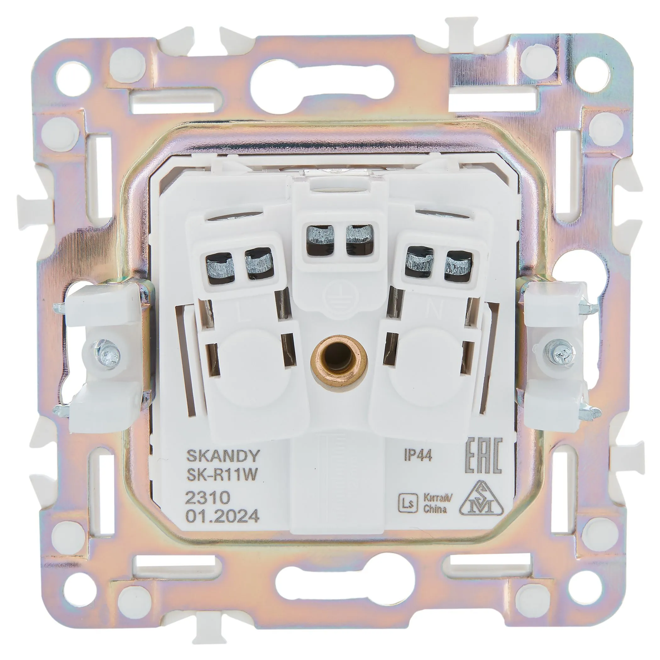 SKANDY Розетка 1-местная с заземлением с защитными шторками и крышкой 16А IP44 SK-R11W арктический белый IEK для электромонтажа - Фото 3