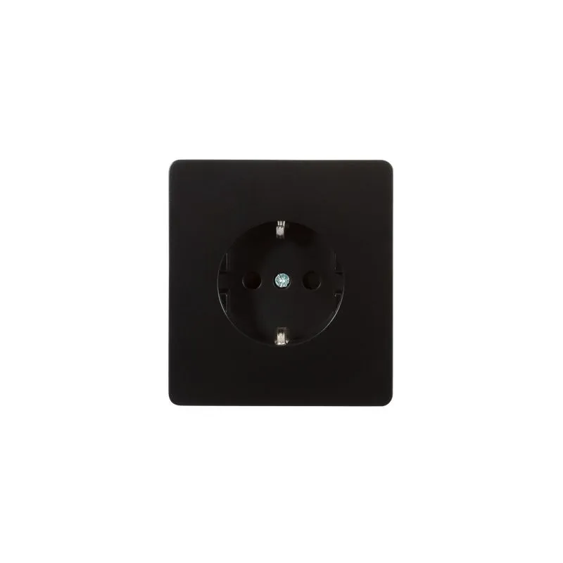 Розетка ROUND 1-ая с/з с/у, со шторками 16А оникс KRANZ KR-78-0701-3