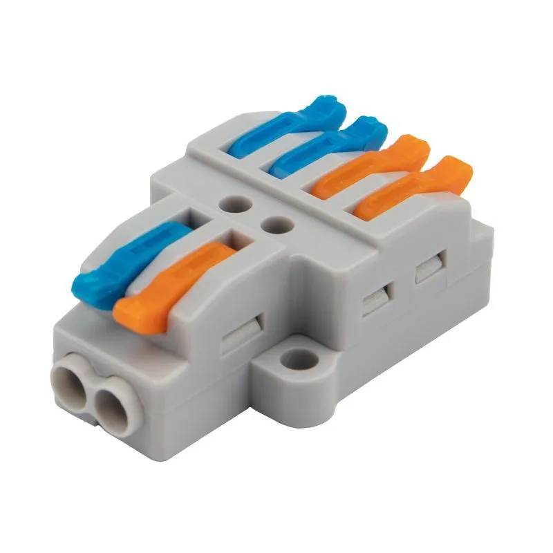 Клемма СМК 2х2 проходная разветвительная 2 полюса, с монтажной площадкой (1 ввод, 2 вывода на полюс) (50 шт./уп.) REXANT 