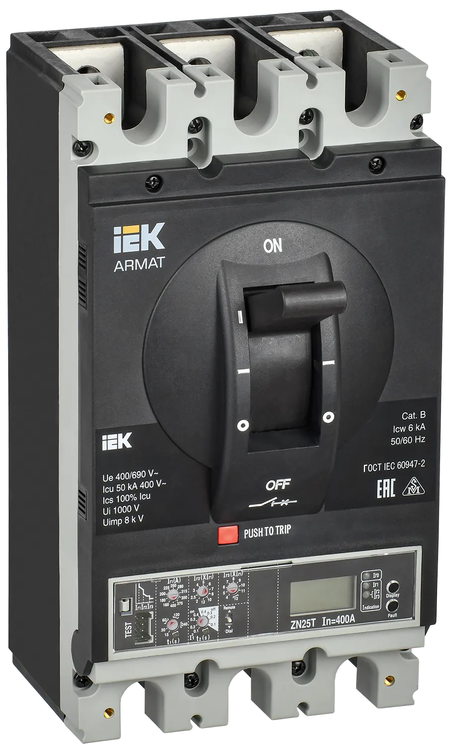 ARMAT Автоматический выключатель в литом корпусе 3P типоразмер H 50кА 400А расцепитель электронный продвинутый IEK AR-MCCB-3H-050-0400A-ELPC