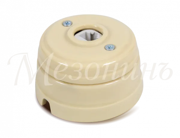 Розетка ретро фарфоровая компьютерная (в комплекте с подъемной рамкой, D70x45), цвет - слоновая кост