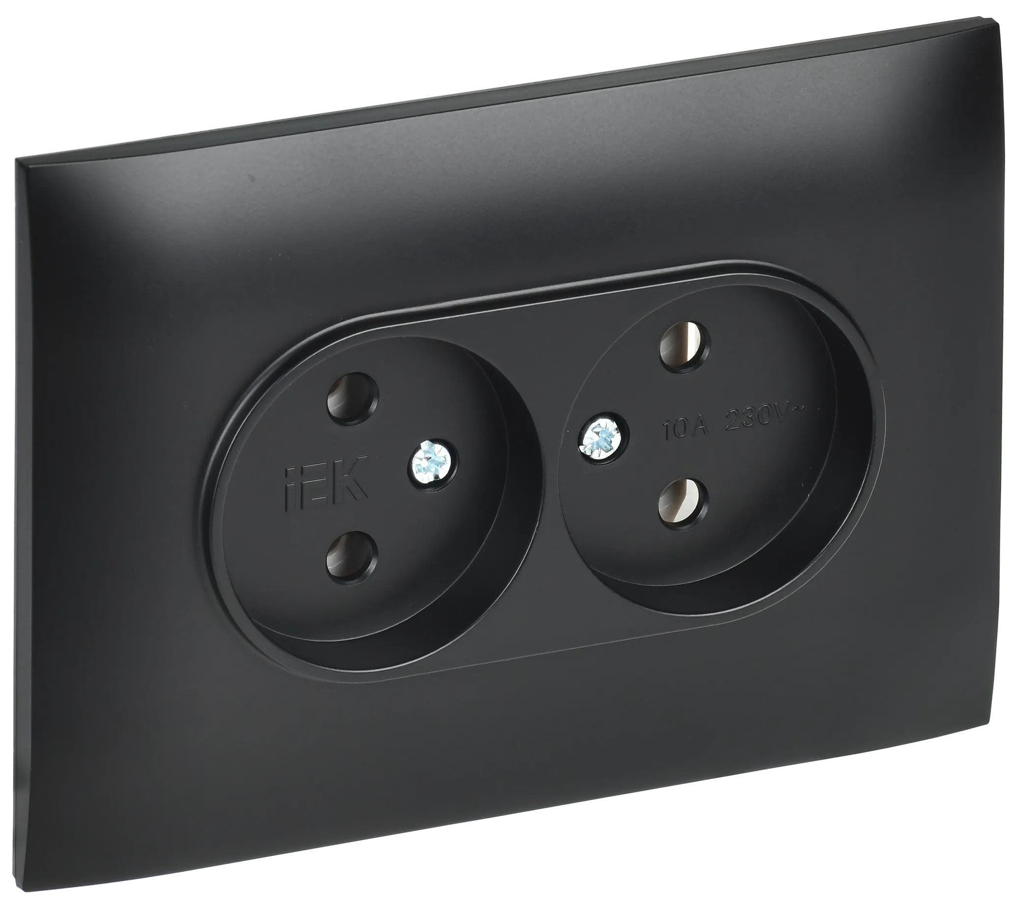 SKANDY Розетка 2-местная без заземления без защитных шторок 10А в сборе SK-R10Bl черный IEK SK-R20-10-K02-F