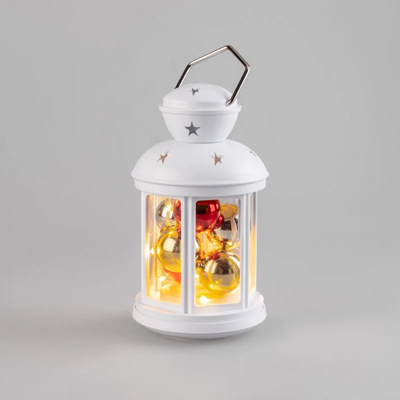Декоративный фонарь с шариками 12х12х20,6 см, белый корпус, теплый белый цвет свечения NEON-NIGHT