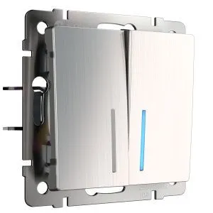 Выключатель двухклавишный с подсветкой (глянцевый никель) Werkel W1120102