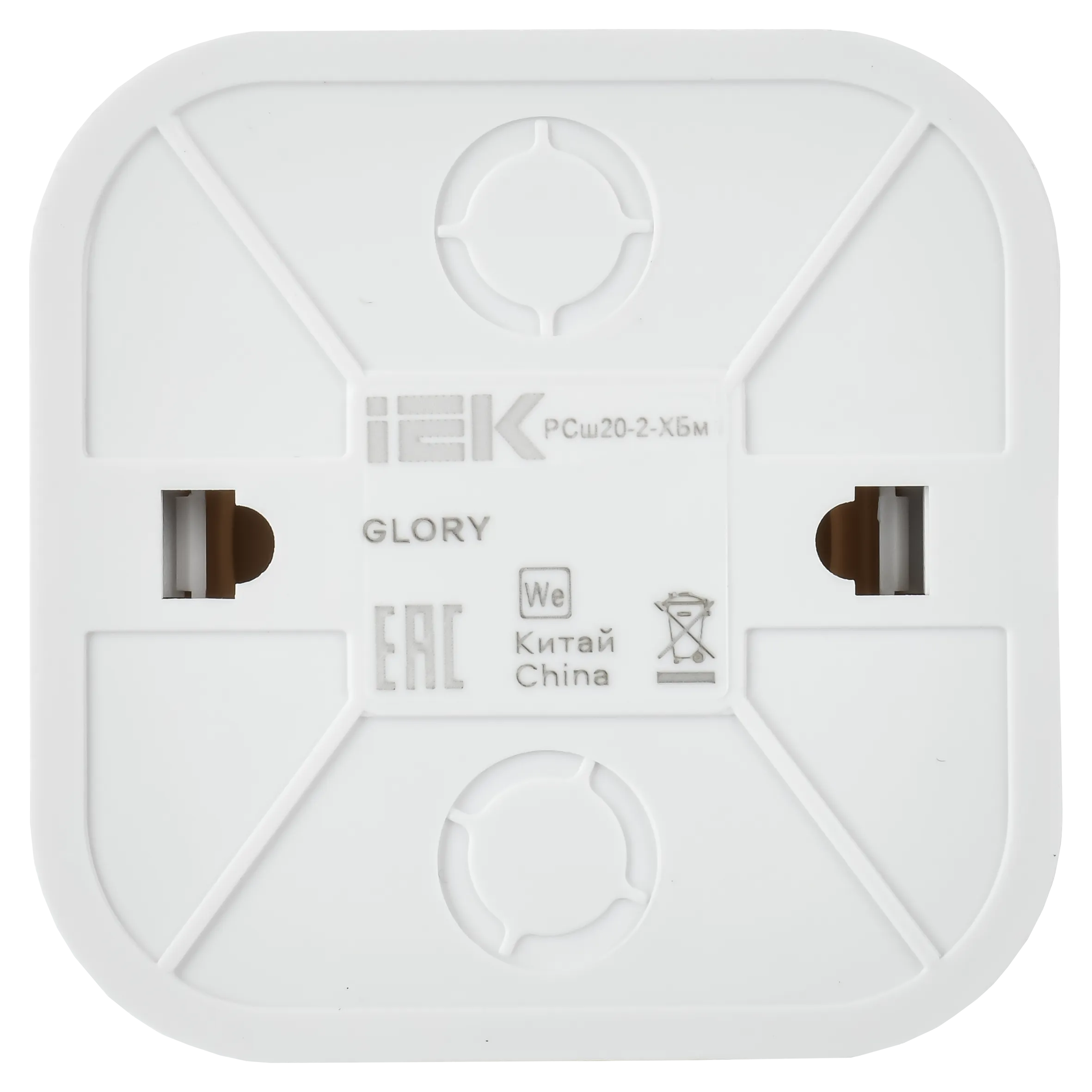 GLORY Розетка 1-местная для открытой установки без заземления с защитными шторками 10А РСш20-2-ХБм белый матовый IEK - Фото 5
