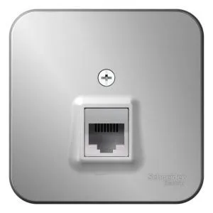 Розетка телефонная 1-м ОП Blanca RJ11 с изолир. пластиной алюм. SE BLNIA011003 1210563