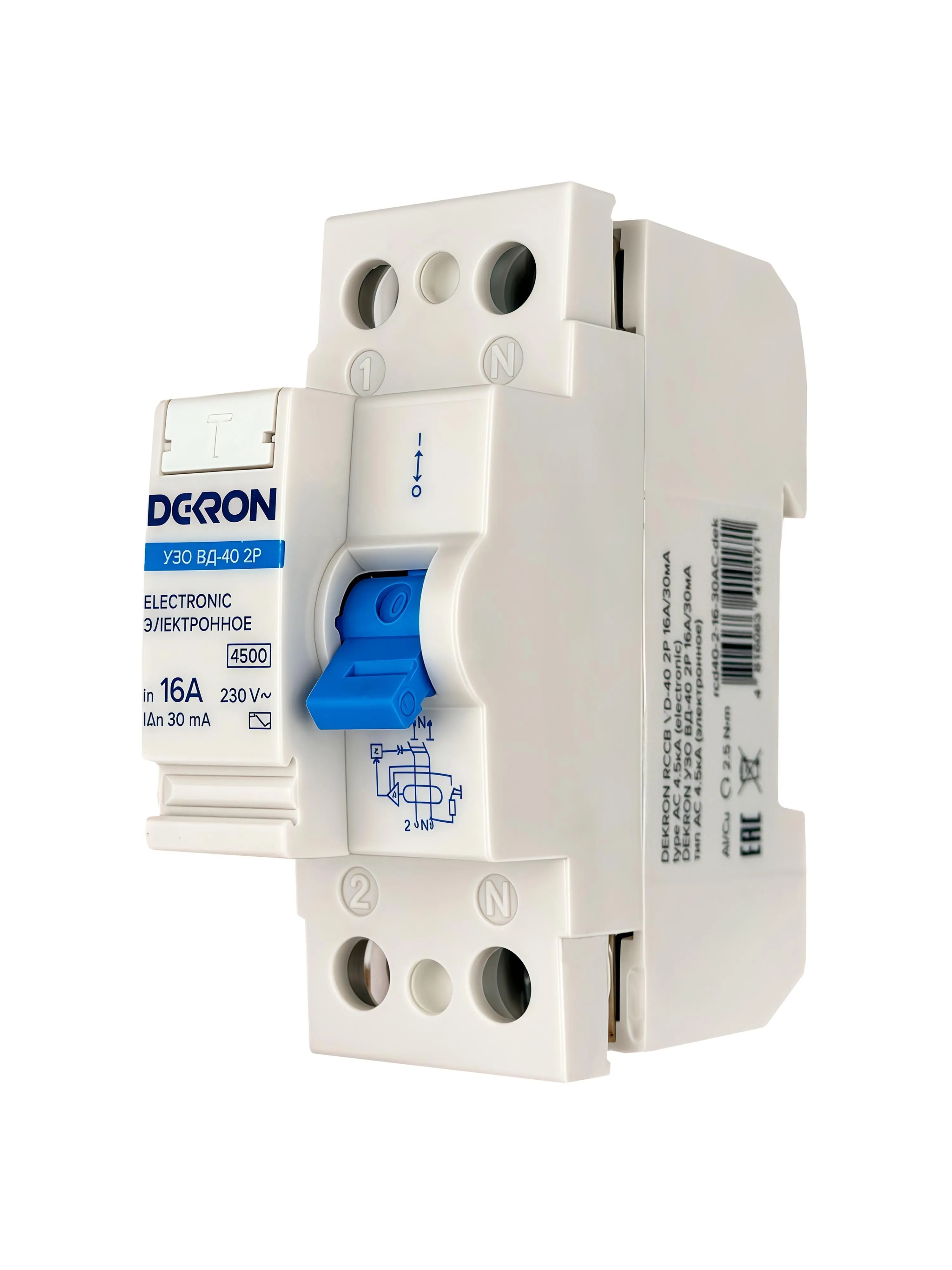 Устройства защитного отключения УЗО ВД-40 2P 16А/30мА тип АС 4.5кА - Фото 2